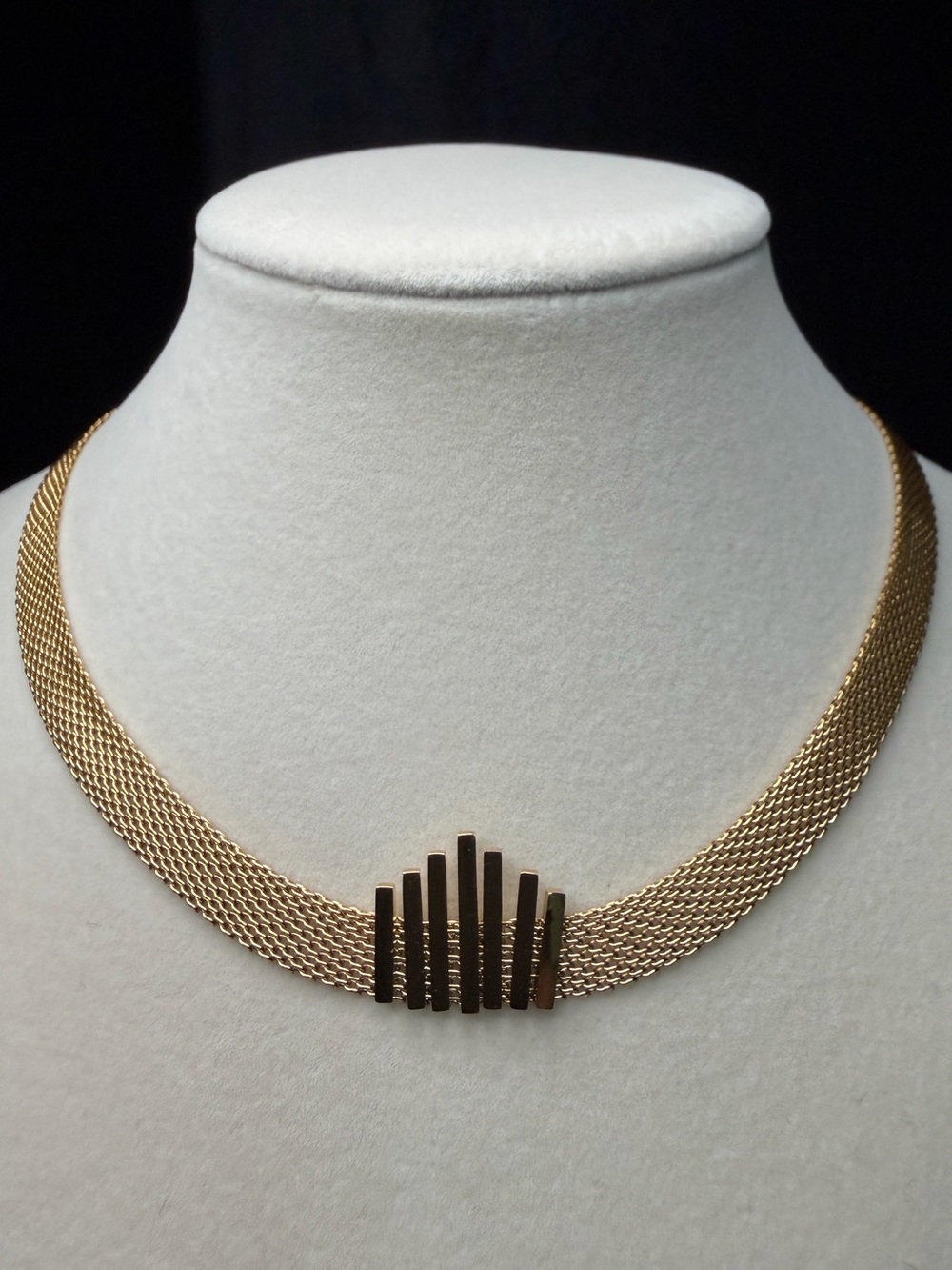 Mesh Choker Collar Necklace Geometric Bar Accent Deco 16-18in 8mm Queen Piece